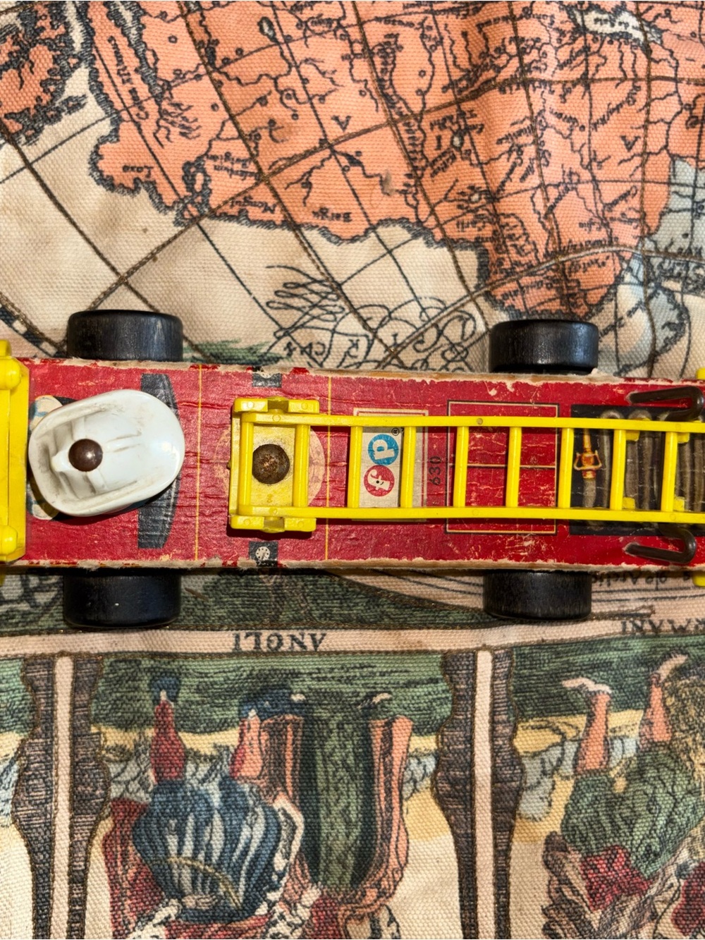Vintage Red and Yellow Toy Fire Truck - Kids Toys